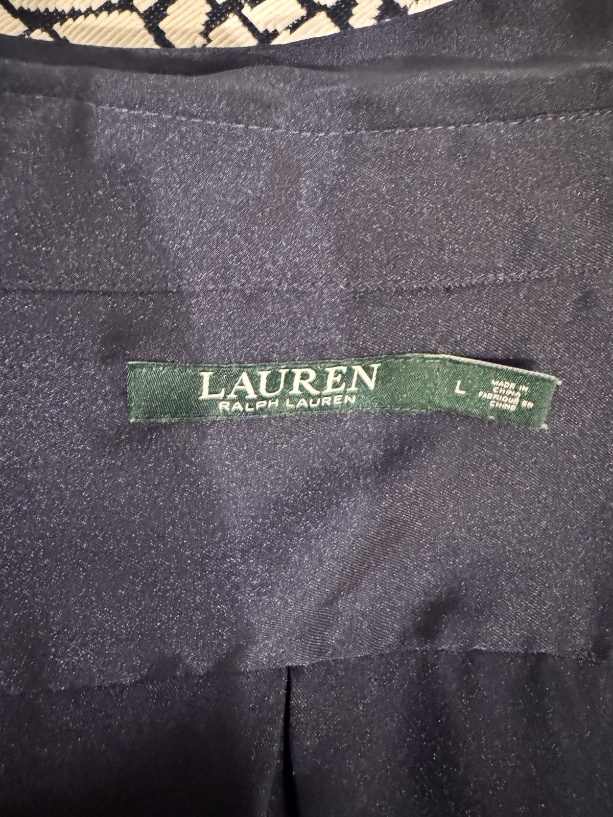 lauren Ralph lauren blouse women’s large navy blue gold tone buttons