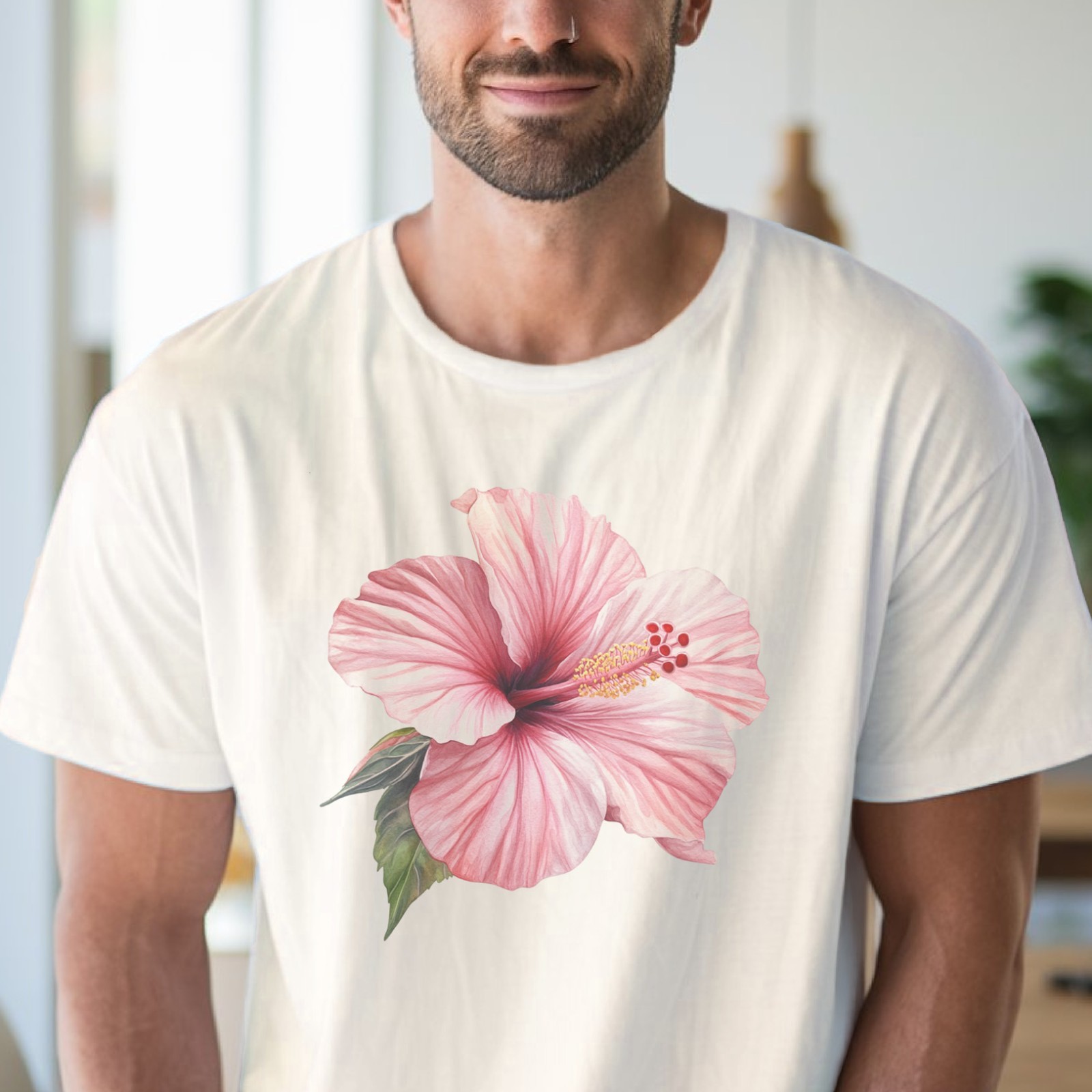 Pink Hibiscus Flower Shirt Tropical Graphic Tee Botanical Floral T Shirt