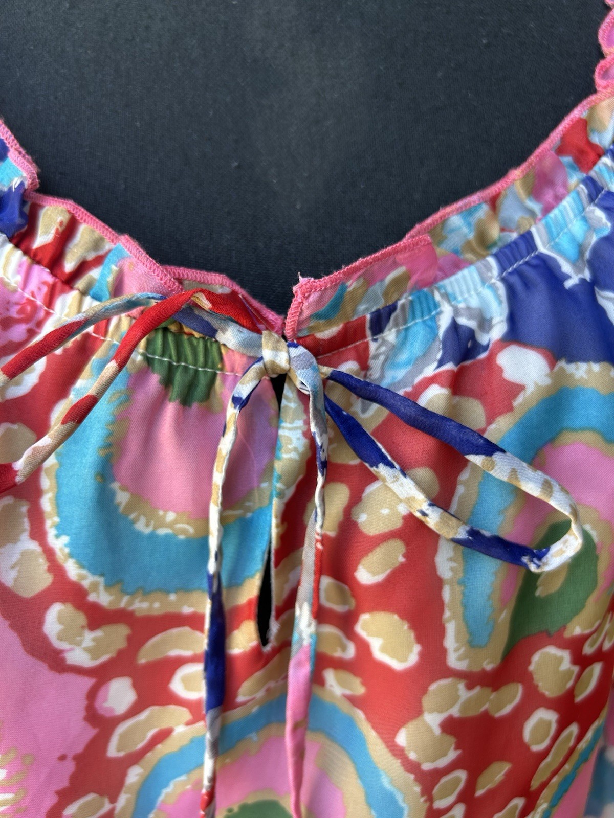 Jade Melody Tam Tunic Top Medium Multicolor Abstract Chiffon On Off Shoulder EC