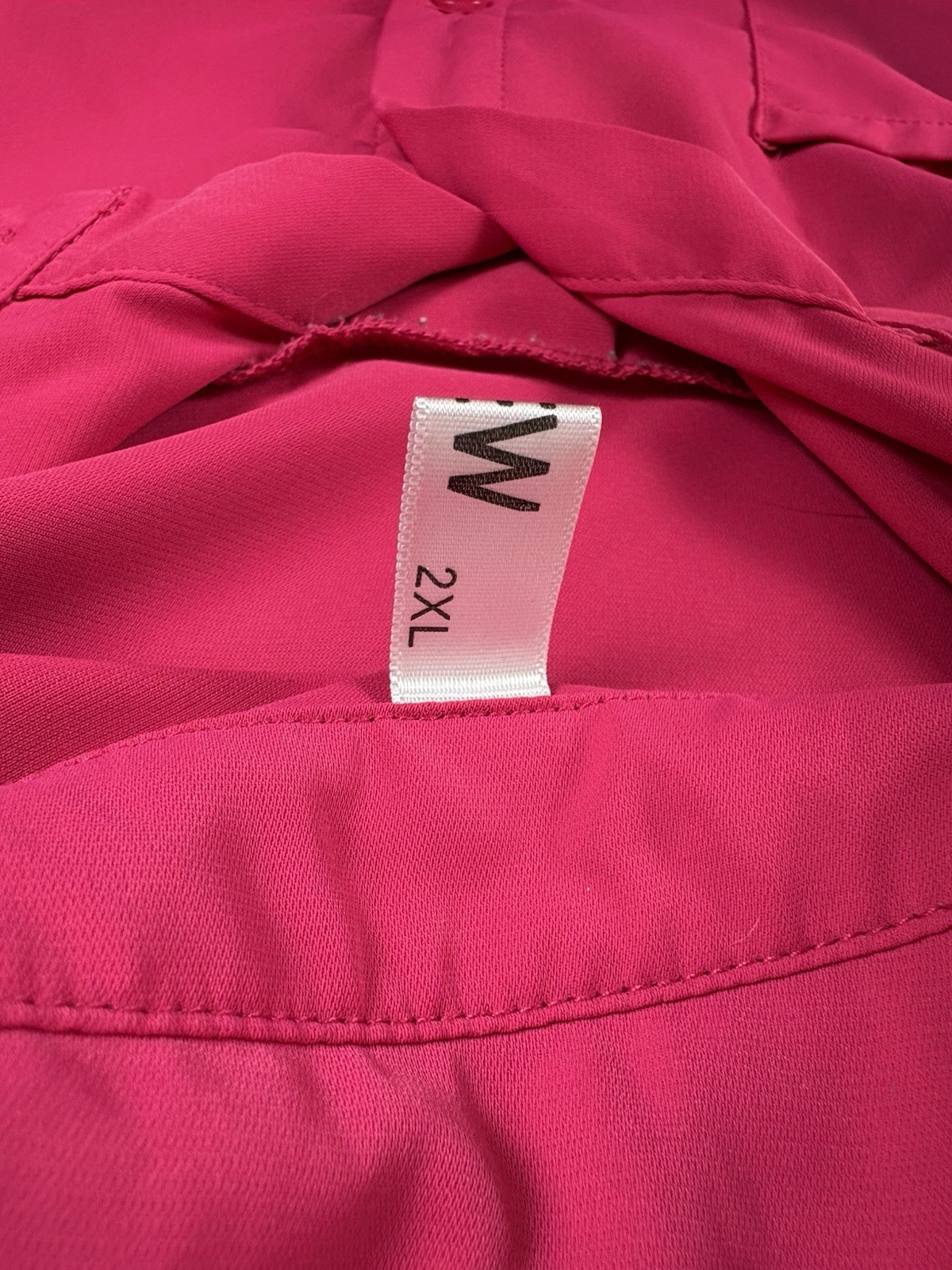 Women’s Pink Solid Collared Long Sleeve Button-Up Shirt Plus Size 2XL