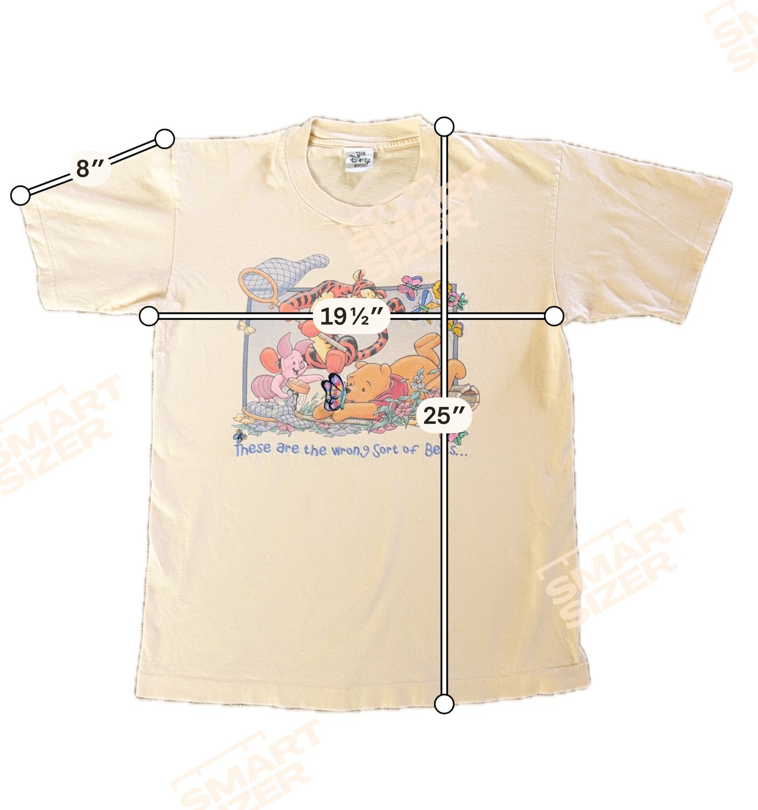 Vintage 90s Disney Store Pooh Tigger Piglet Embroidered T-Shirt Made USA Sz M