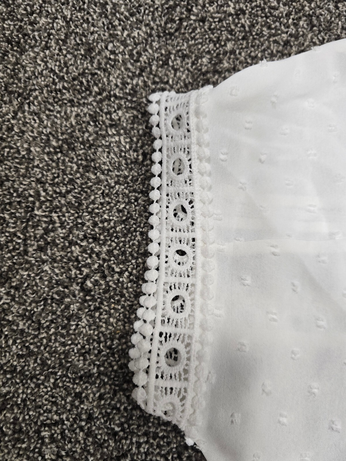 DOKOTOO White Lace Trim Button-Back Blouse