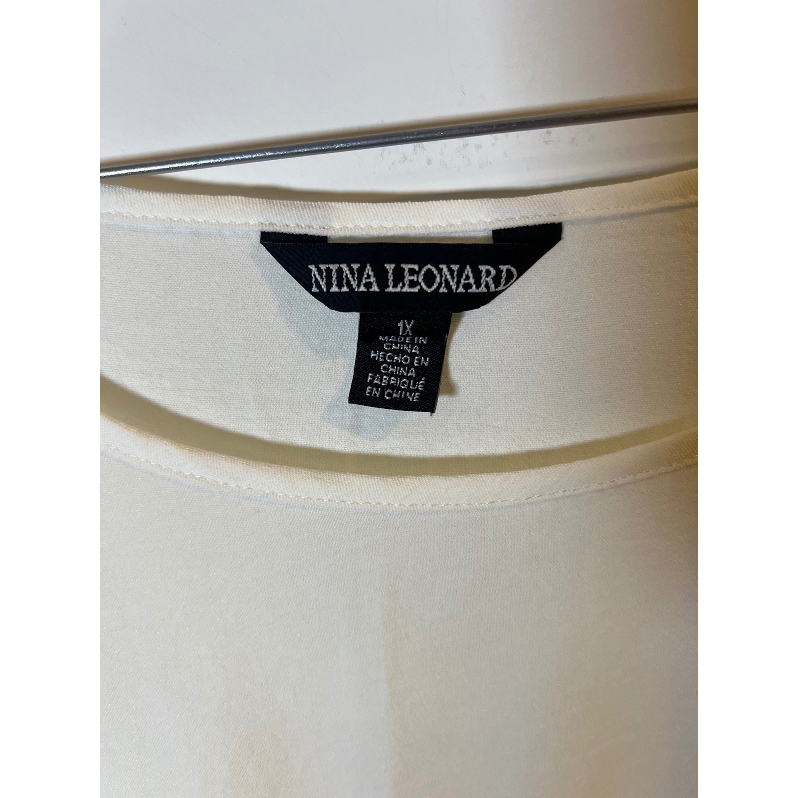 Nina Leonard Womens Blouse Tiered Pleated Detail White 1X