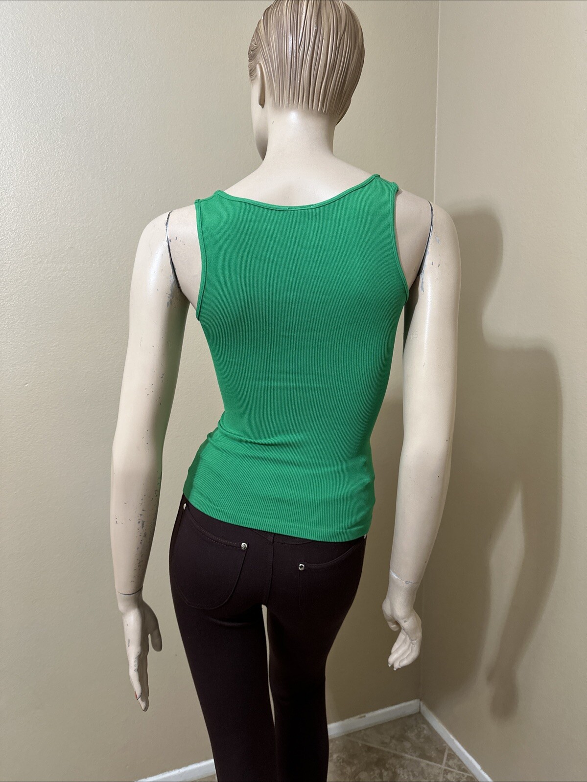 Women’s Green Nylon Casual Summer Stretch Slim One Size Blouse Top 3 For 15$