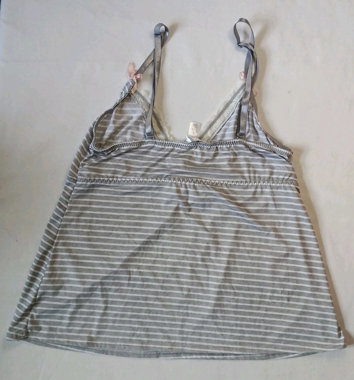 Marilyn Monroe Camisole Black White Striped Spaghetti Strap Lace Bow Size Large