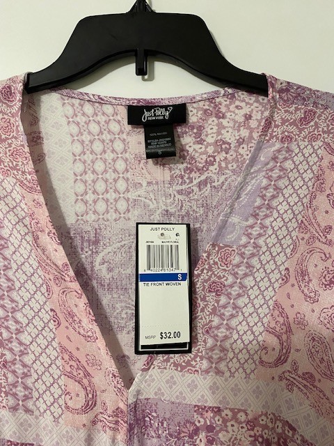 Just Polly tie-front kimono/blouse (Size Small)