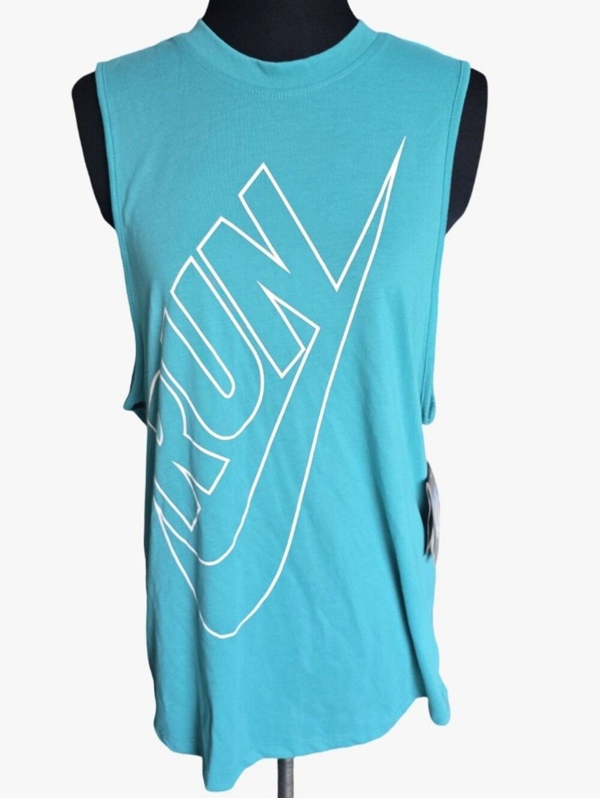 NWT Nike Run Dri-Fit Teal Muscle Tank Size M Running Gym Workout