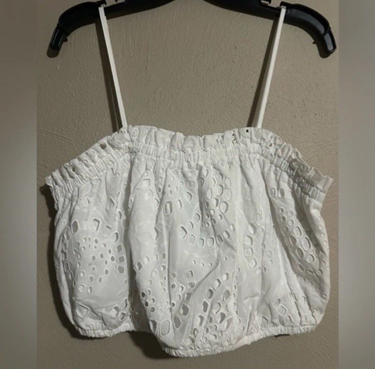 White Express Women’s Bubble Crop Top XL With Straps
