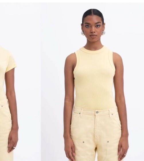 Renggli High Neck Ribbed Tank Top Yellow Size Small