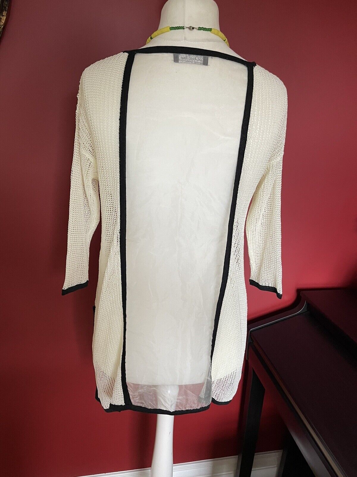 DooYue Peacock Appliqué Beaded sequin lace colourful sheer croshet tunic top M