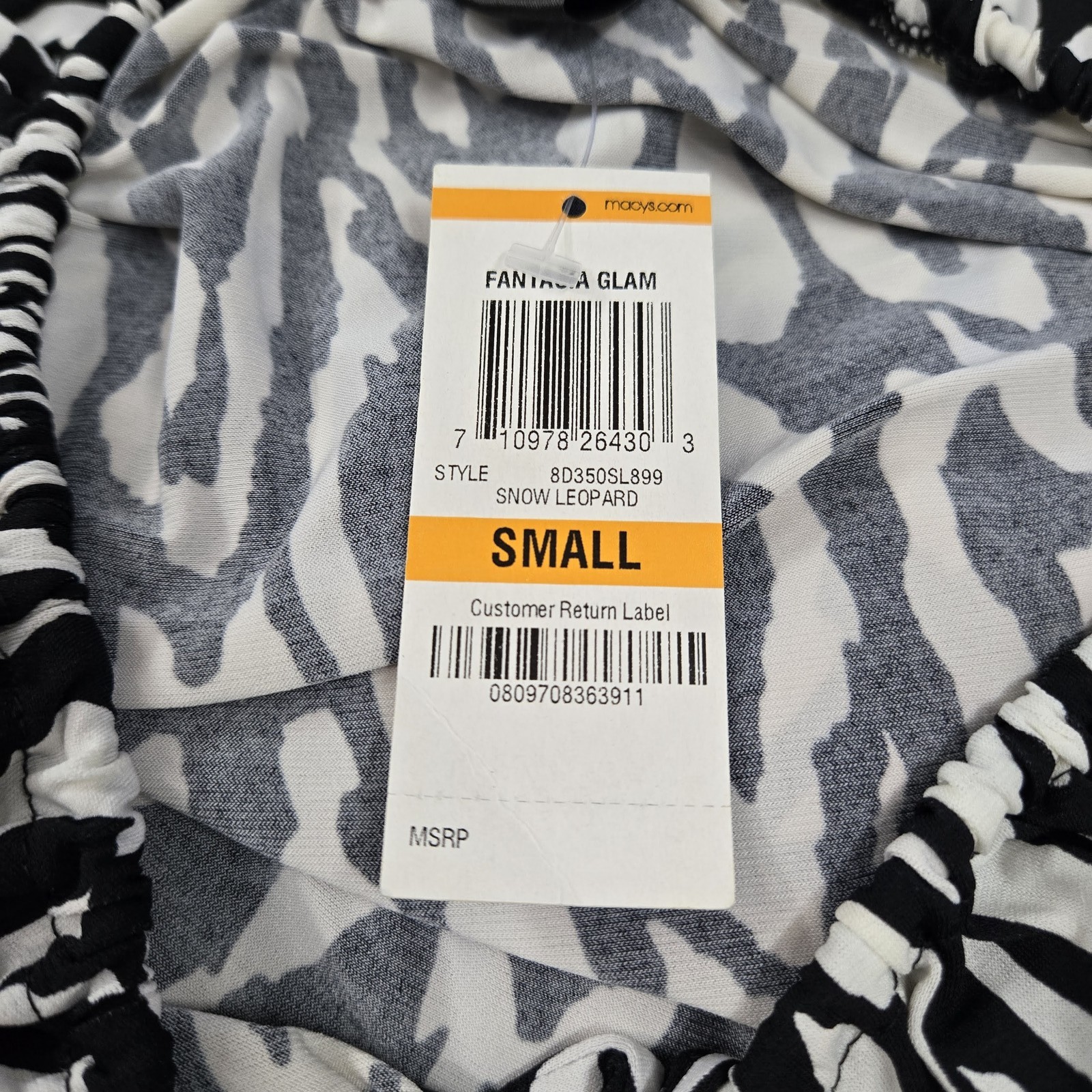 INCWomen Blouse SMALL Black Animal Print Snow Leopard Mob Wife NWT