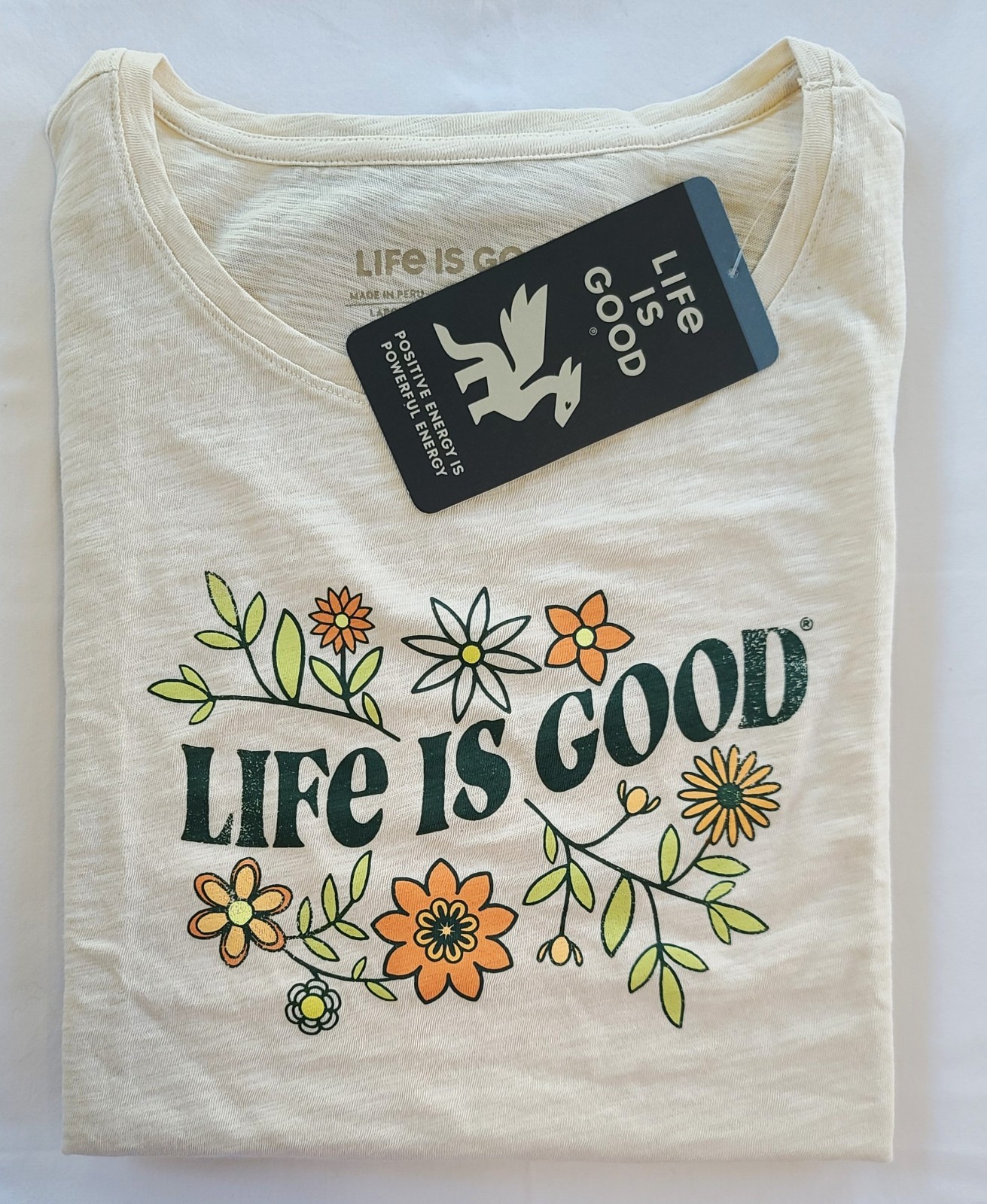 Life Is Good SS Shirt Relaxed Slub Tee GARDEN Flower Daisy Chest45in Womens L