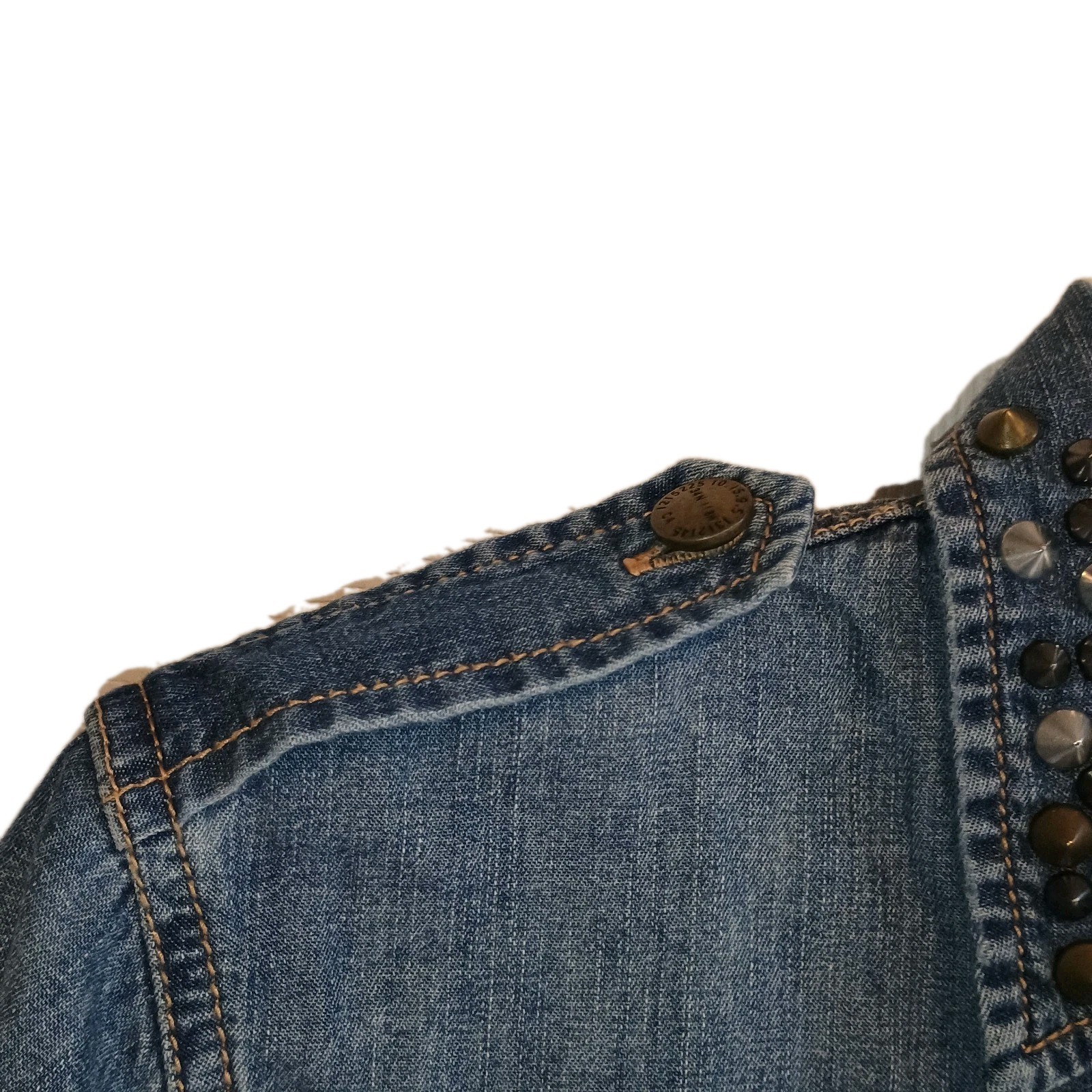 CURRENT/ELLIOTT STUDDED BLUE DENIM JEAN “The Perfect Shirt” SIZE 1 MSRP $215