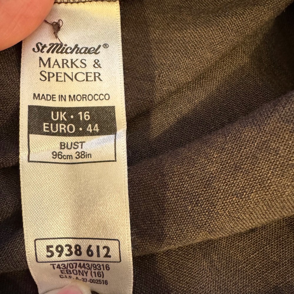 Vintage St Michael Marks & Spencer 16 shirt oversize linen lagenlook brown 30021