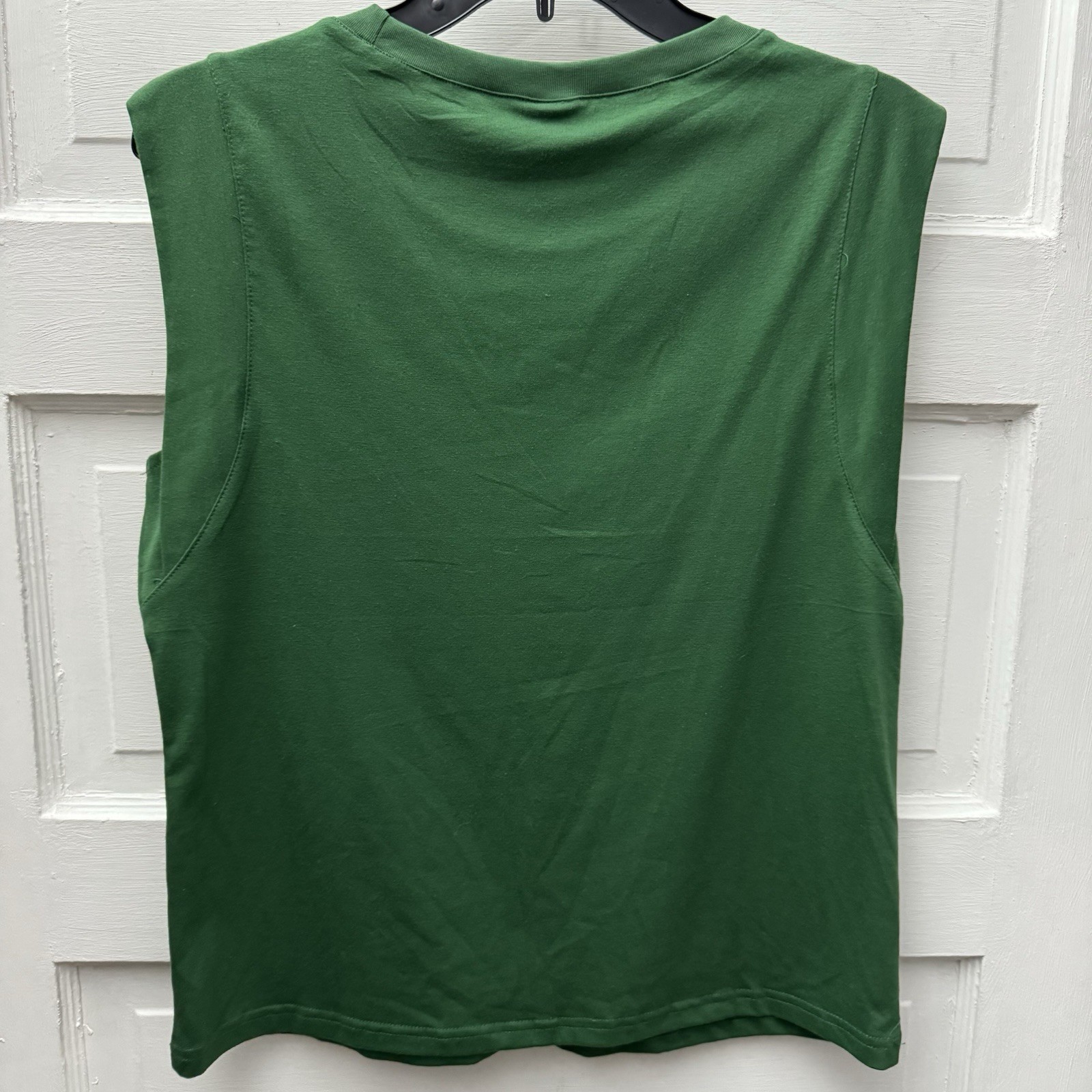 WIHOLL Womens Small Green Structured Shoulder Sleeveless Top Crew Neck NWT