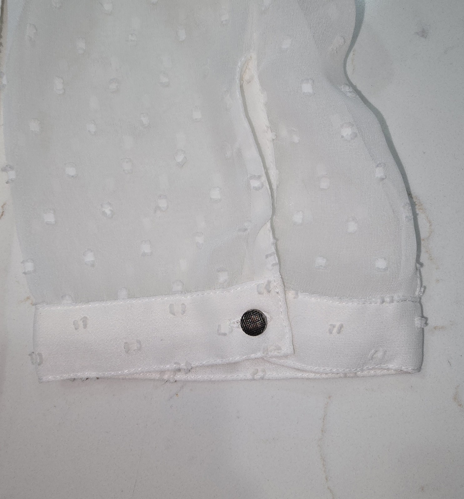 Bila Women’s BoHo Sheer White Blouse Long Sleeve Size XL
