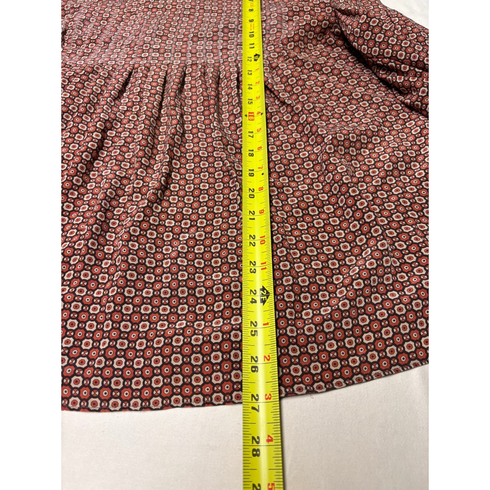 Altea Milano Silk Blouse Medallion Geometric Print Brown Rust Made Italy Women L