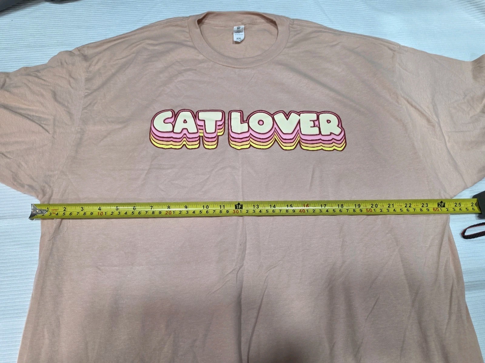 Retro Style Cat Lover Peach Pink Color T-Shirt Womens Size XXL