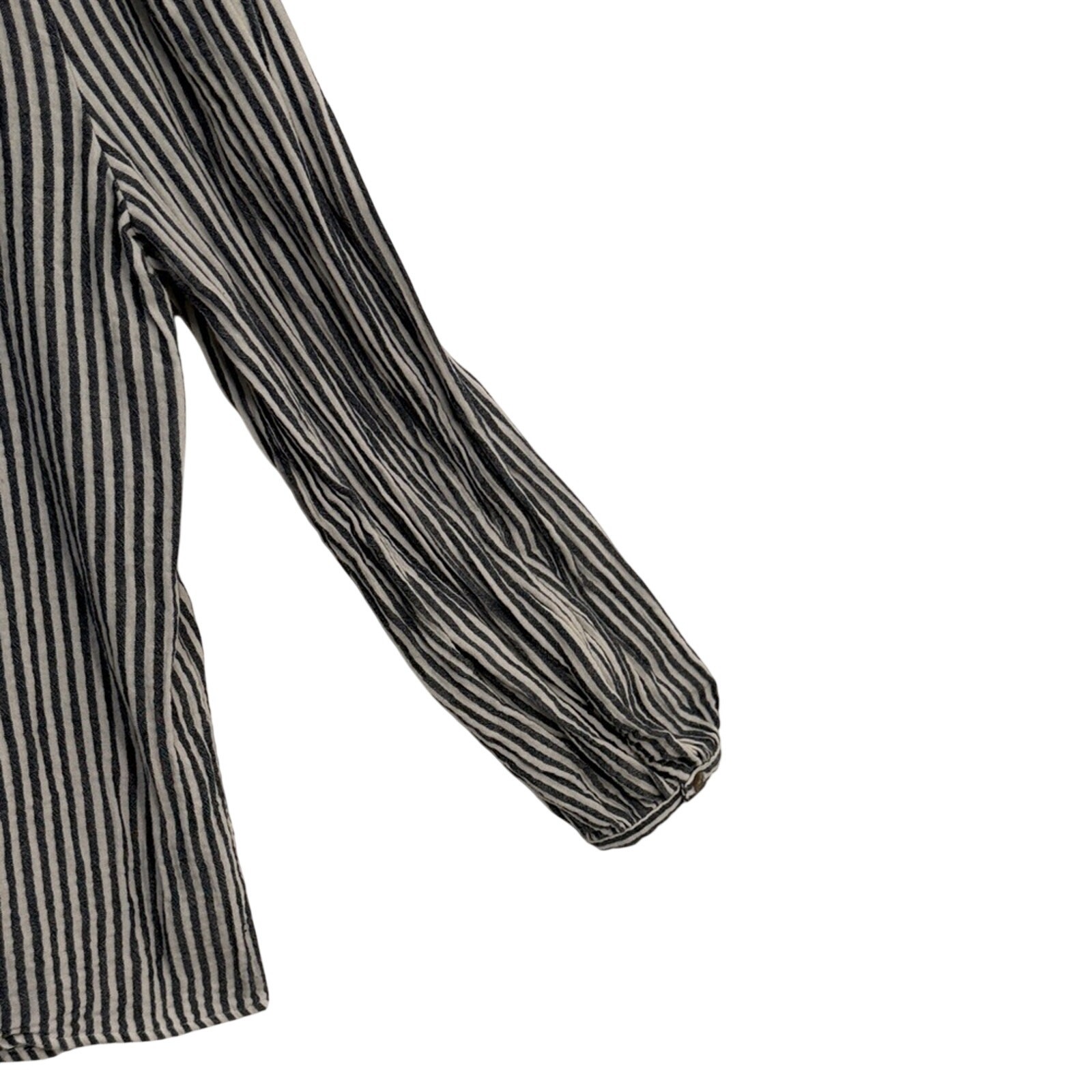 Universal Thread Striped Long Sleeve Button Down Top cotton shirt navy white XL