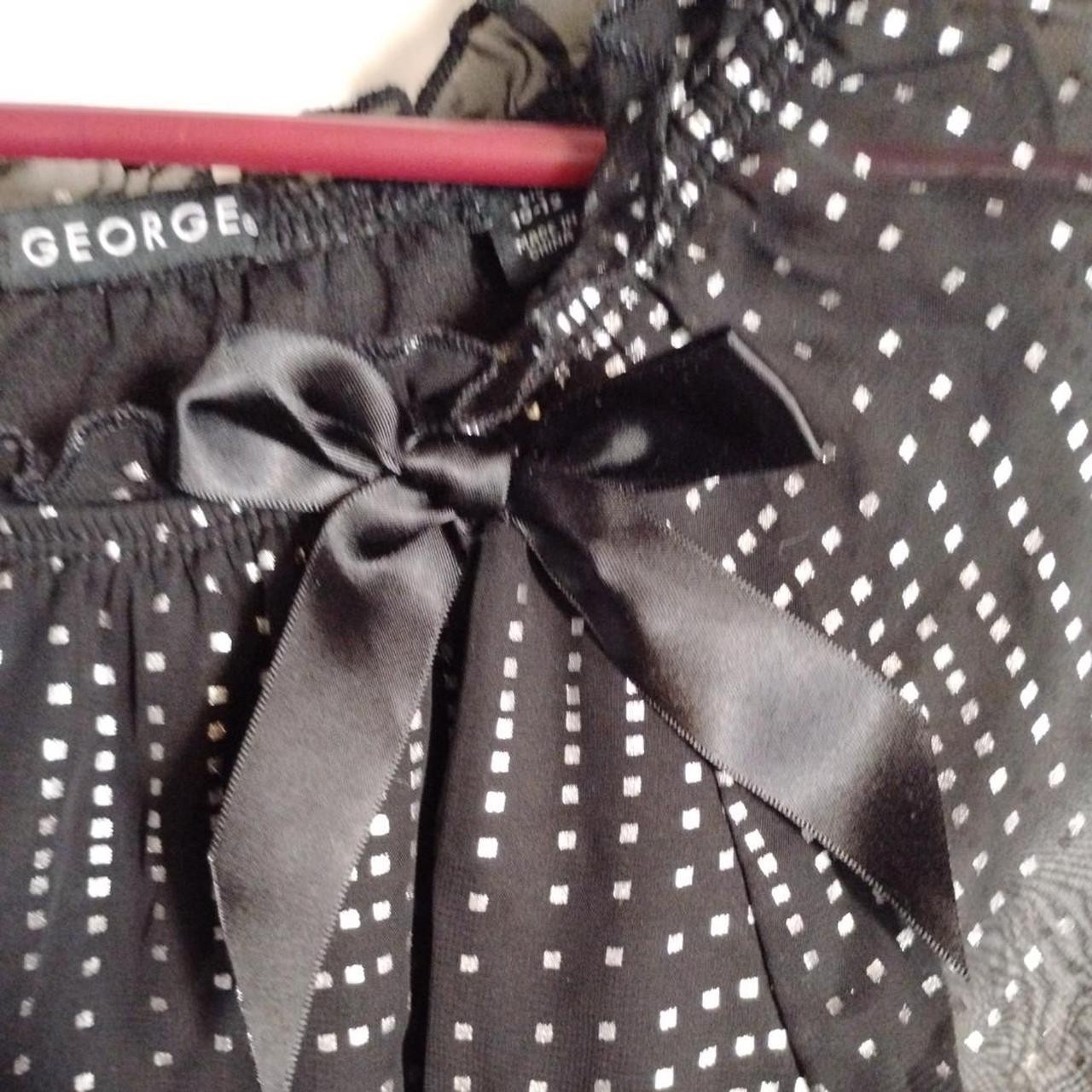 VINTAGE Y2K MALL GOTH MESH BLOUSE BLACK SILVER METALLIC BOW DETAIL TOP