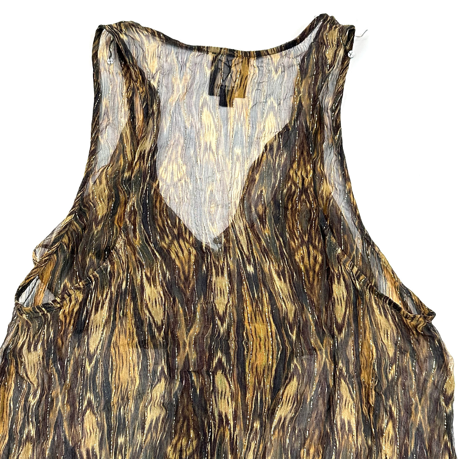 ELLA MOSS Anthropologie Womens size Med Ruffle V Neck Top Sleeveless Silk Blouse