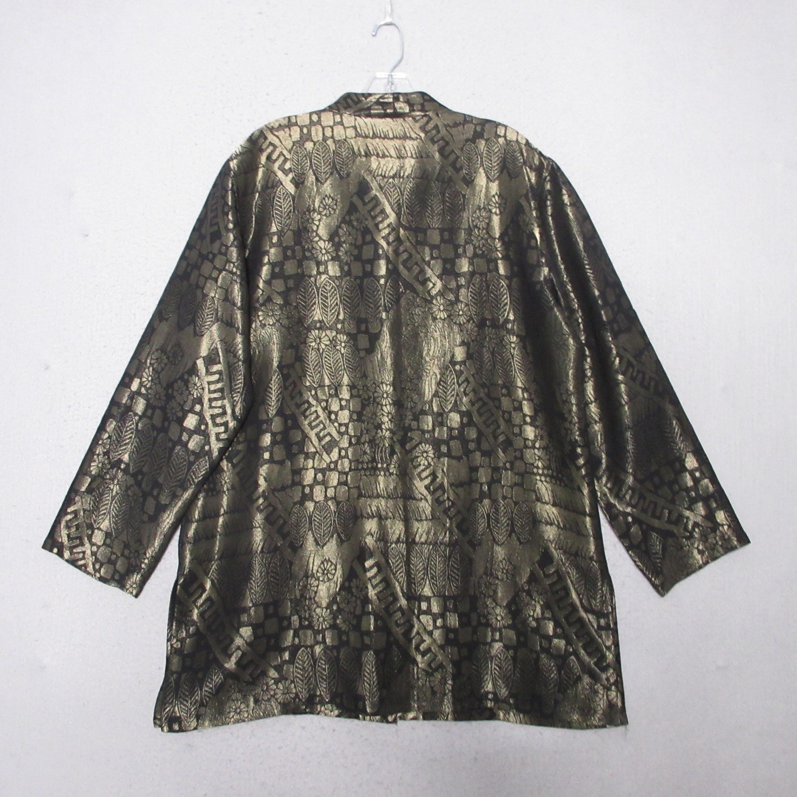 Vintage Chicos Design Top Gold Black Silk Blend Metallic Party Artsy Old Money