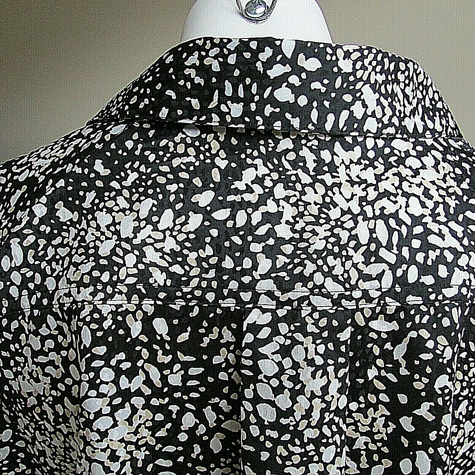 Nine West Silky Button/Tie Front black taupe animal print button Blouse XL-nwot