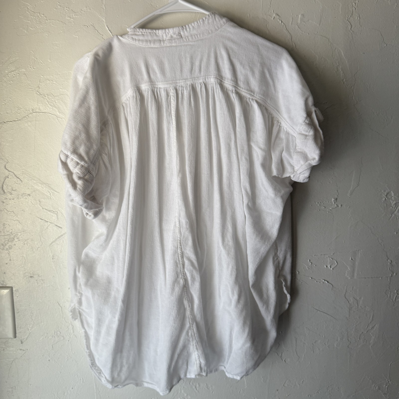 Silence + Noise Shirt Womens Medium Button Front Short Sleeve Cottage Peasant