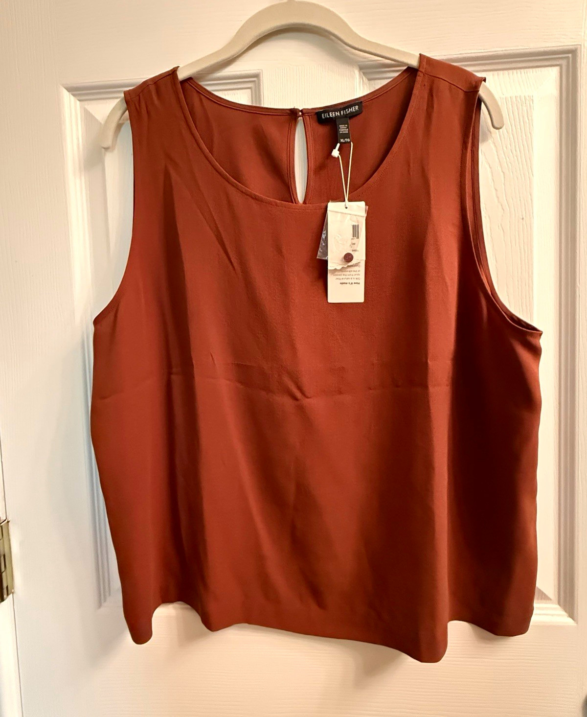 NWT Eileen Fisher Silk Crepe Sleeveless Tank Top XL