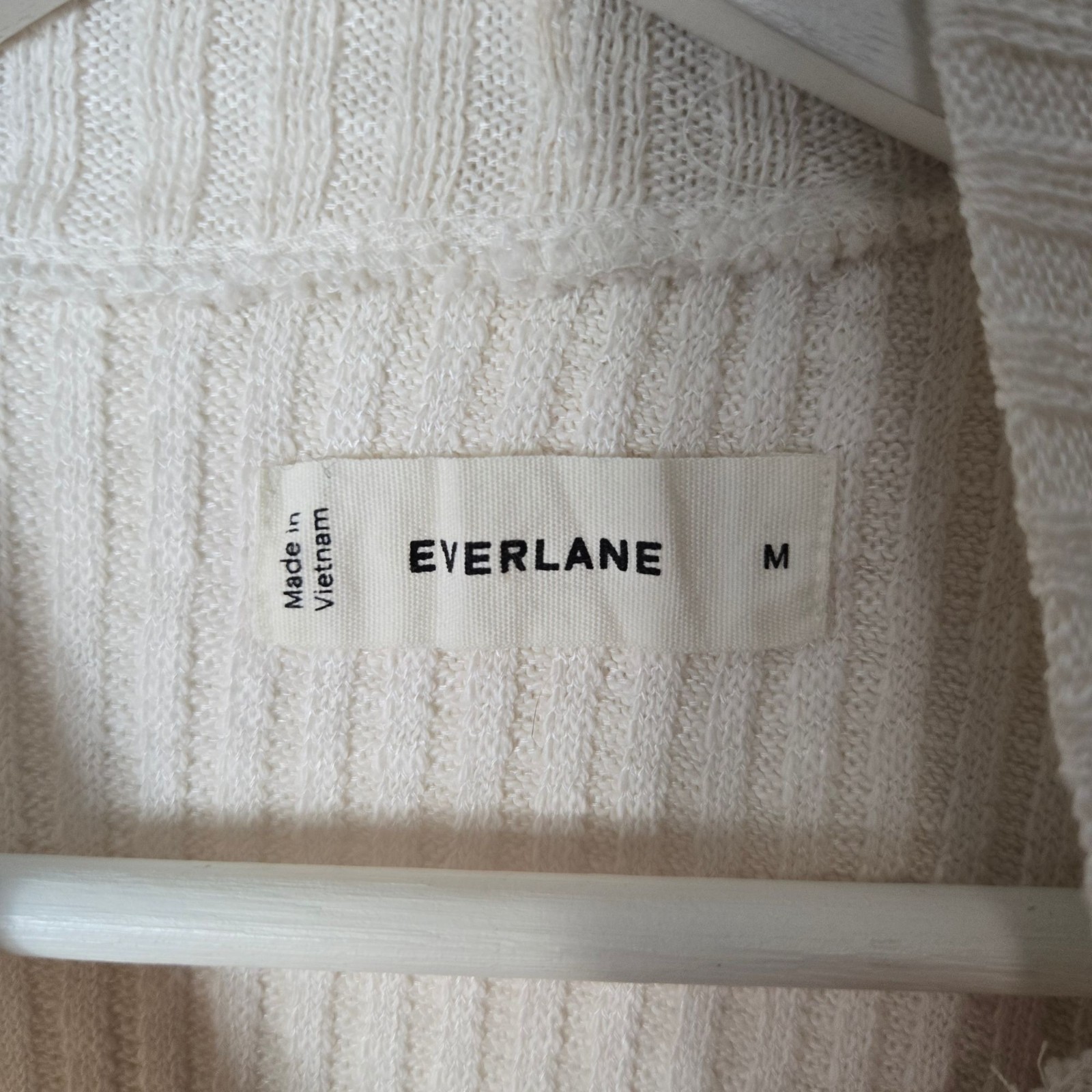 Everlane Size M The Cozy Rib Funnel-Neck Long Sleeve Top Oatmeal Organic Cotton