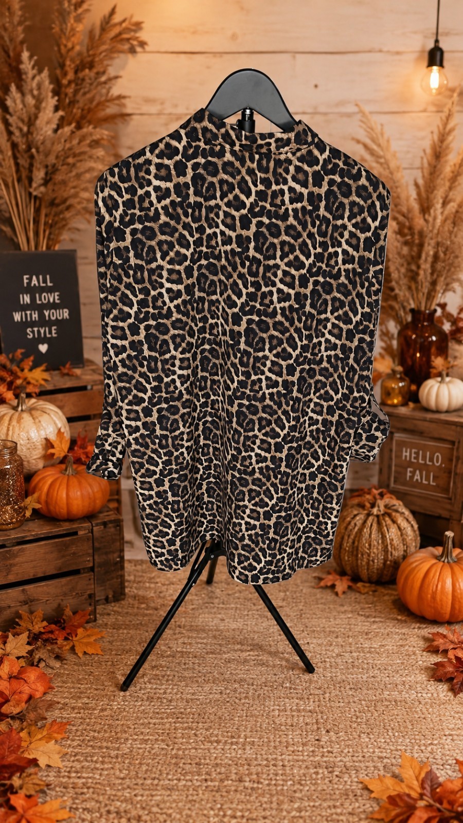 MICHAEL Michael Kors Women’s Leopard Print Dog Tag Zip-Front Utility Blouse