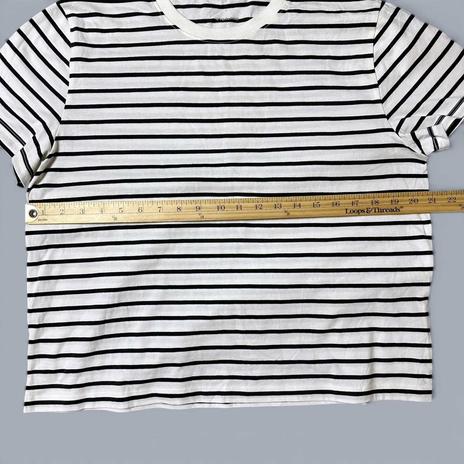 Everlane Box-Cut Tee Essential Cotton Womens L White Black Striped NWOT