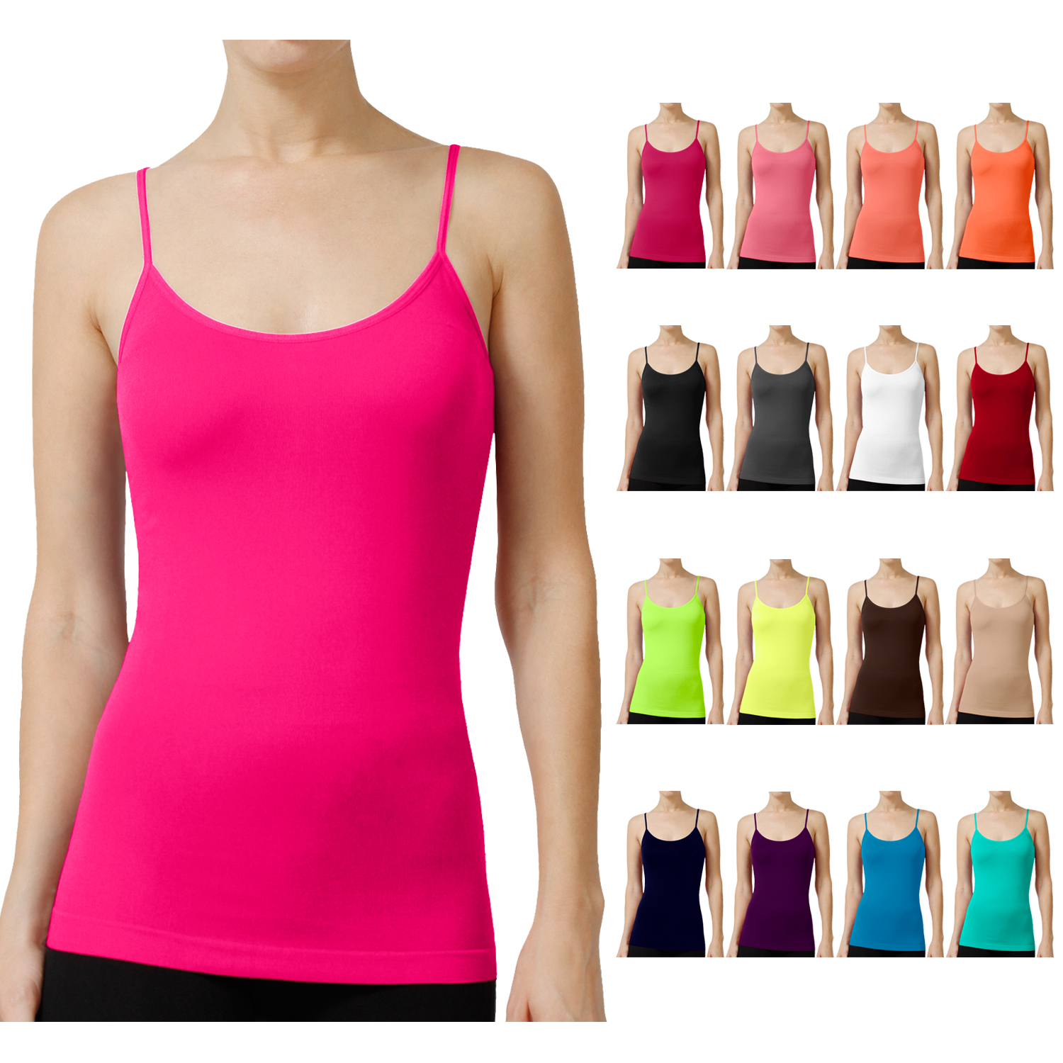 NE PEOPLE Solid Basic Tight Fit Cami Tank Top with Straps 17 Colors- NEWT21