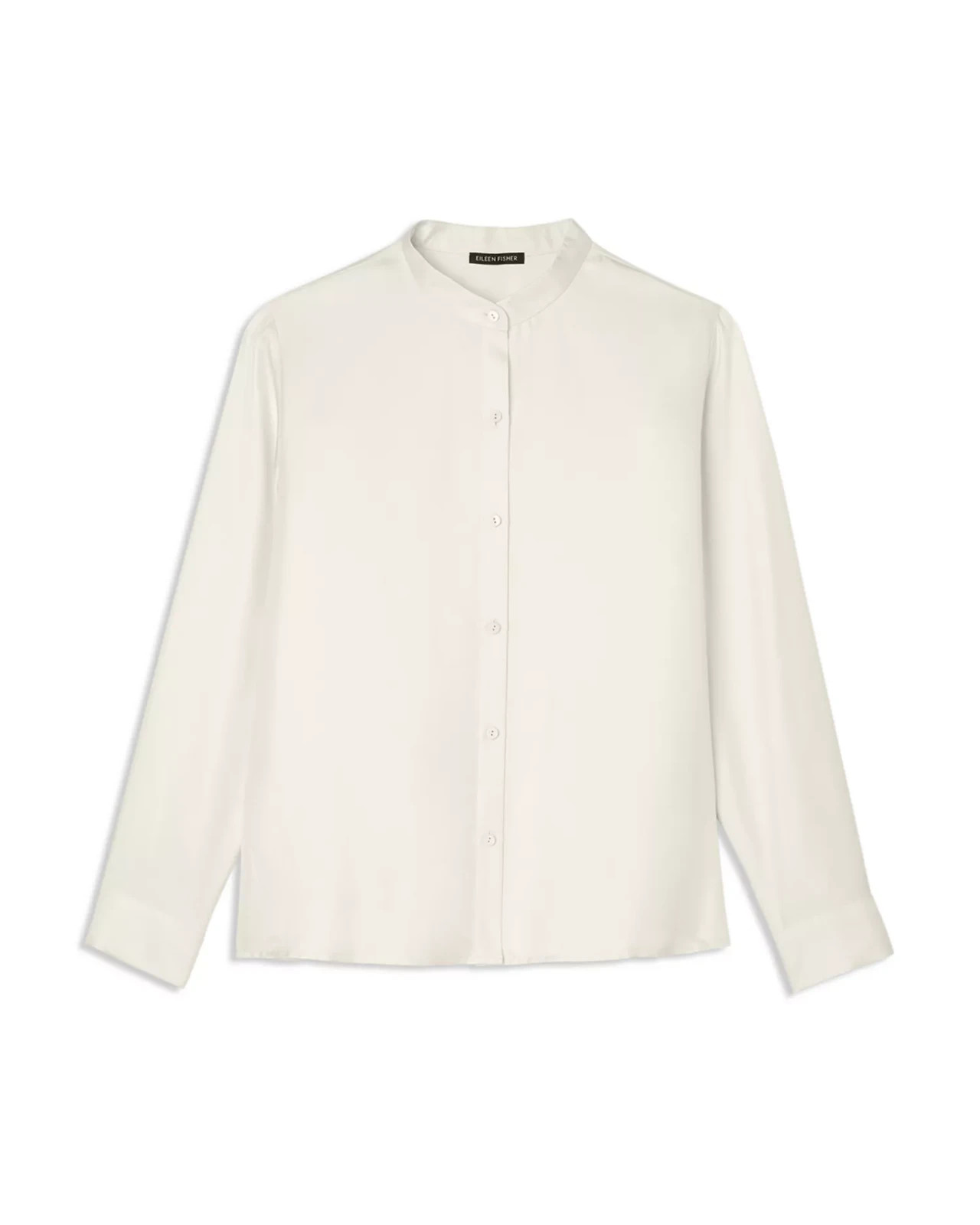 EILEEN FISHER Soft White Cream Silk Twill Mandarin Collar Shirt $268 2X NIP