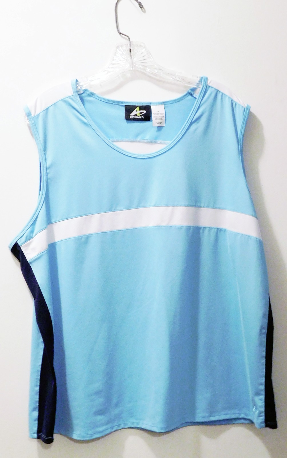 Athletech Women’s Tank Top Size 2X Blue Color Block Polyester Spandex Blend