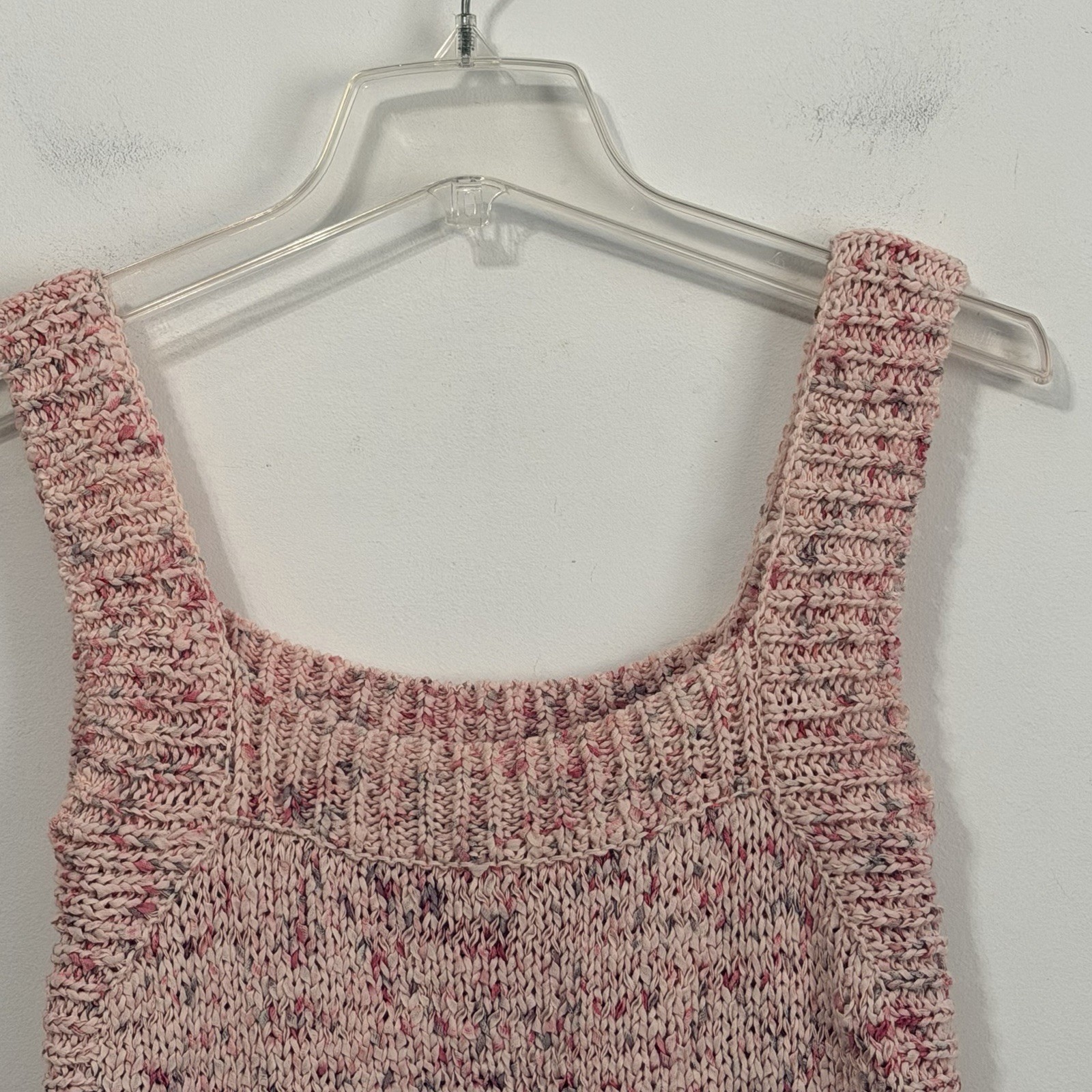 Zara Confetti Bubblegum Sweater Tank L Woven Summer Festival Boho Crop Vacation