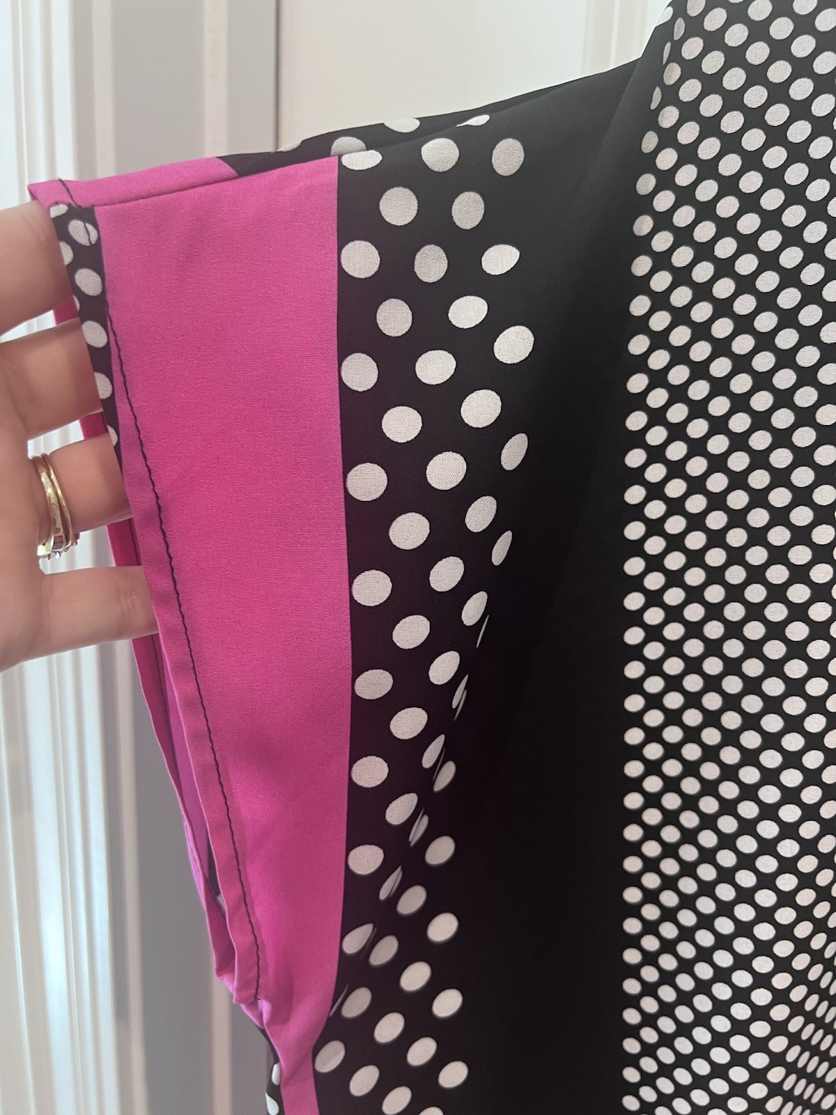 Shein Black, White, And Pink Mixed Stripe Polka Dot Top Size XL