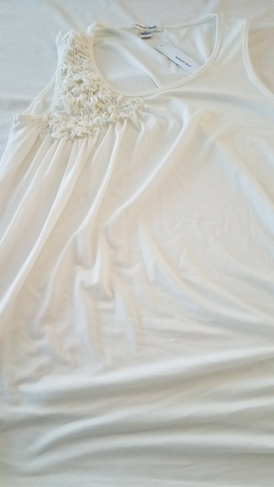WOMENS FRILLY August Silk Tank Top JSQ CREAM XLARGE XL POLYESTER RAYON NEW