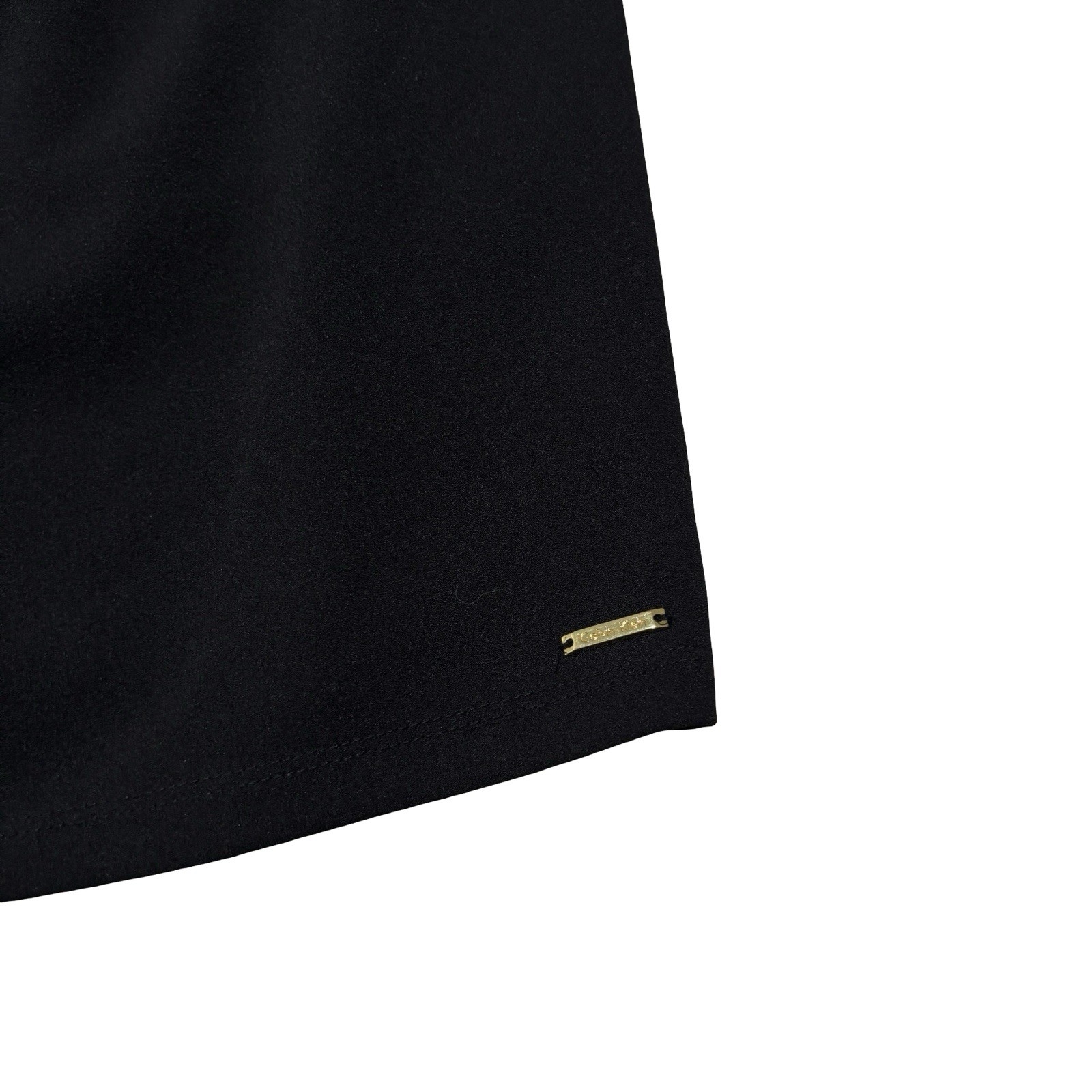 Calvin Klein Women’s Sleeveless Blouse Top Black Gold Pleated Neck Sz S 17.5×24
