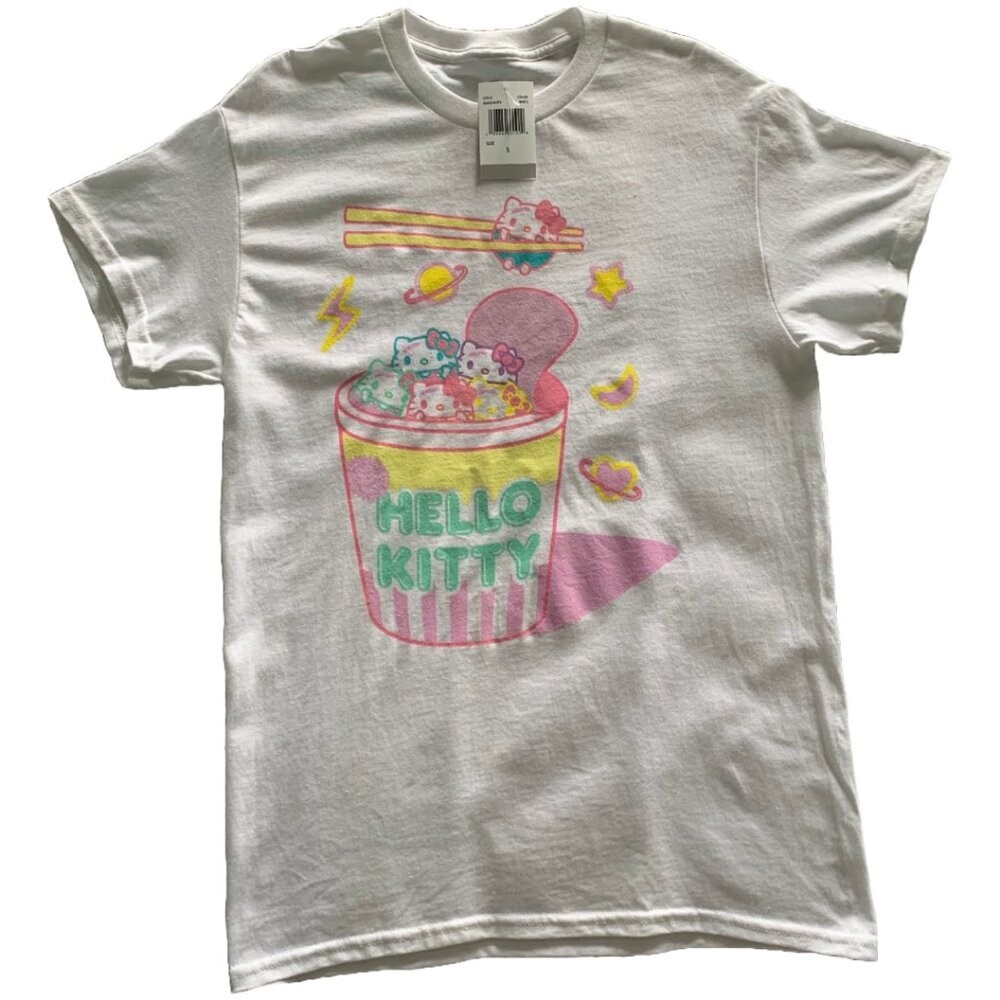 NWT RIPPLE JUCTION SANRIO HELLO KITTY Noodle Cup Kawaii Graphic T-Shirt Sz S