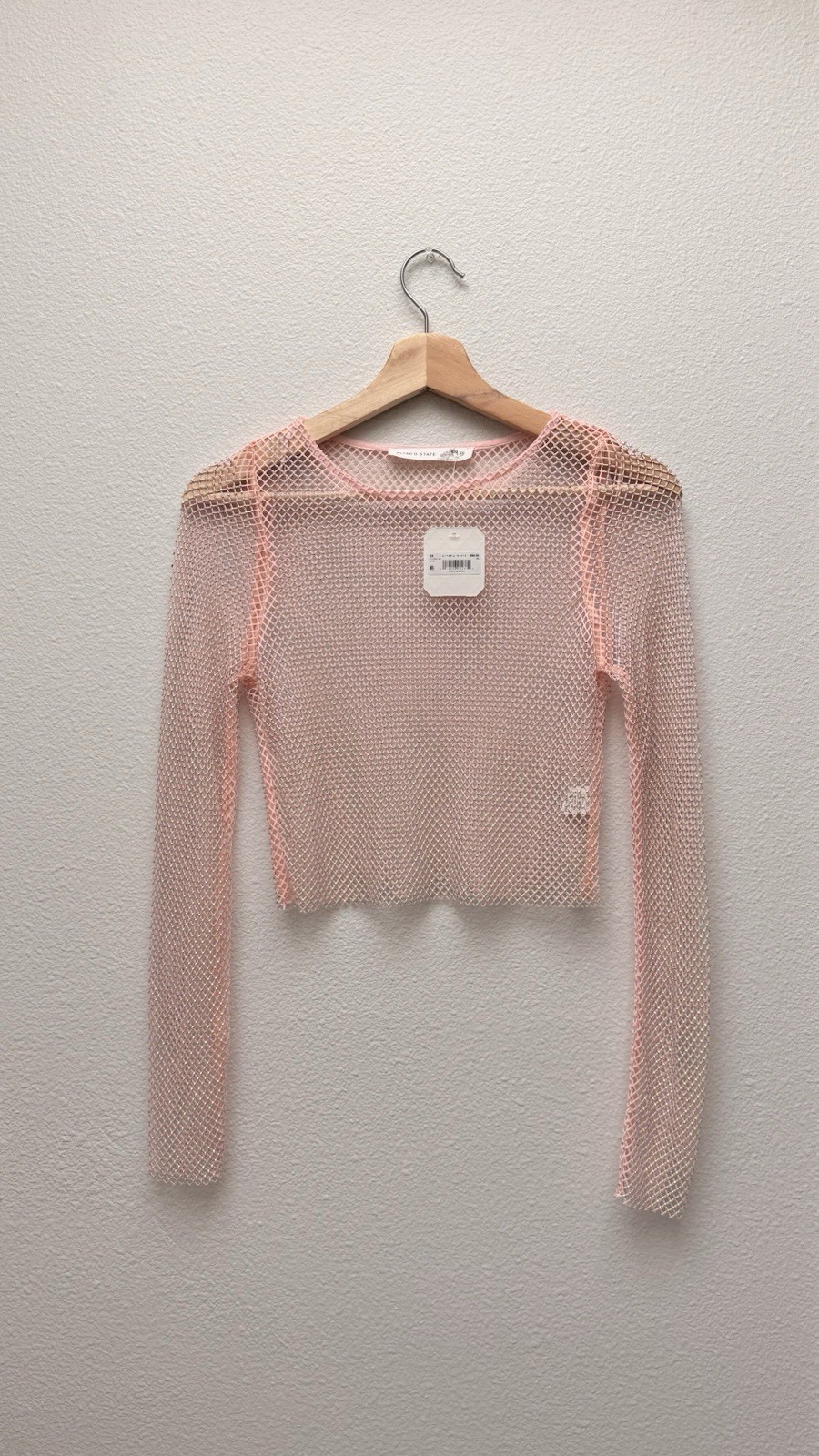 Altar’d State Mesh Crop Top Blush Pink Coquette Balletcore NWT XS