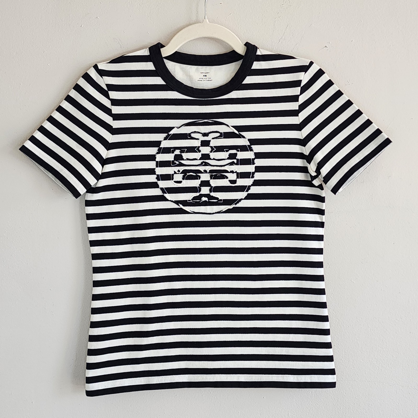 Tory Burch Timeless Striped T Shirt XS Old Money Designer Minimalist Classic