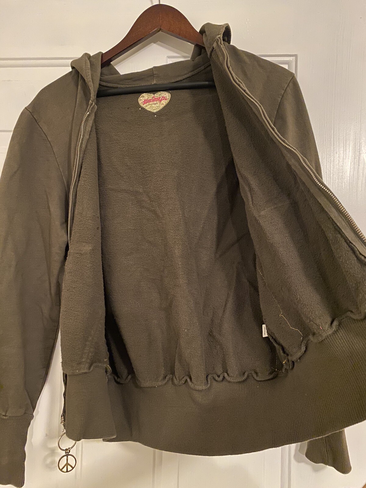 PRIMP Women’s Jr’s Medium Zip Up Hoodie Green Gold Embellished SEE Description