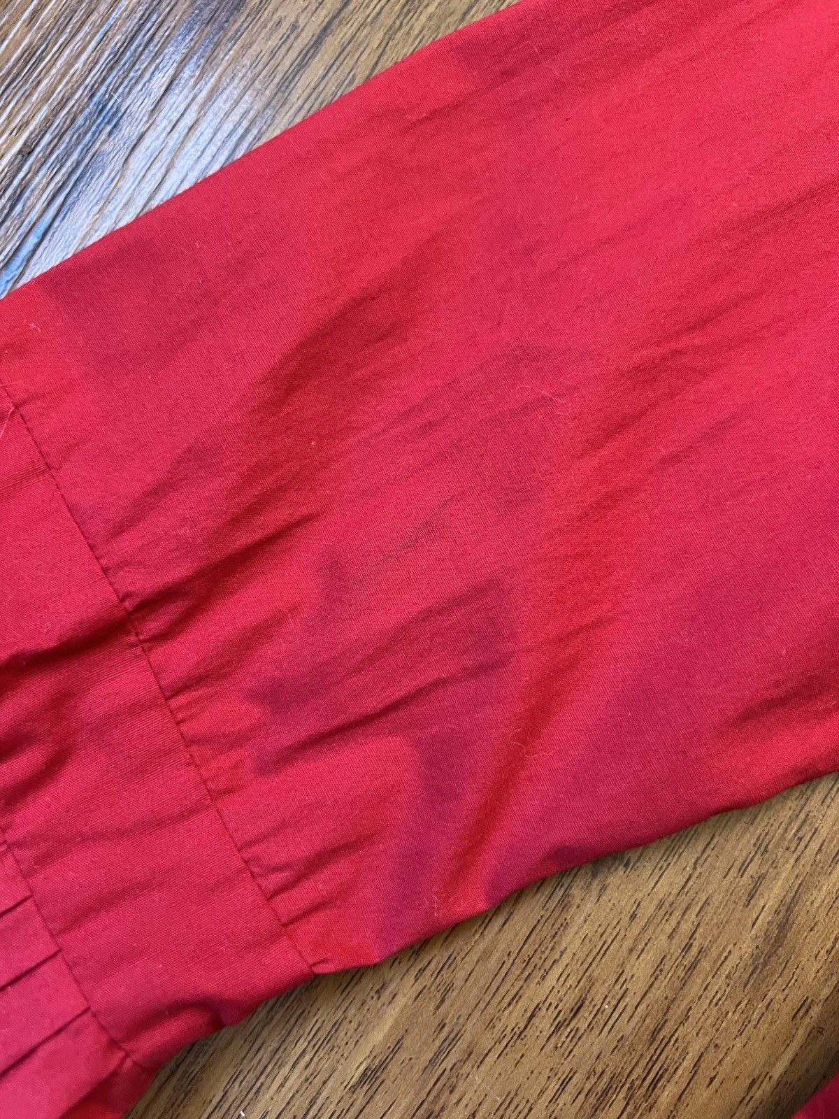 Ashley Stewart Shirt 12W Womens Red Button Front Bell Flare Sleeve Pleated Y2K