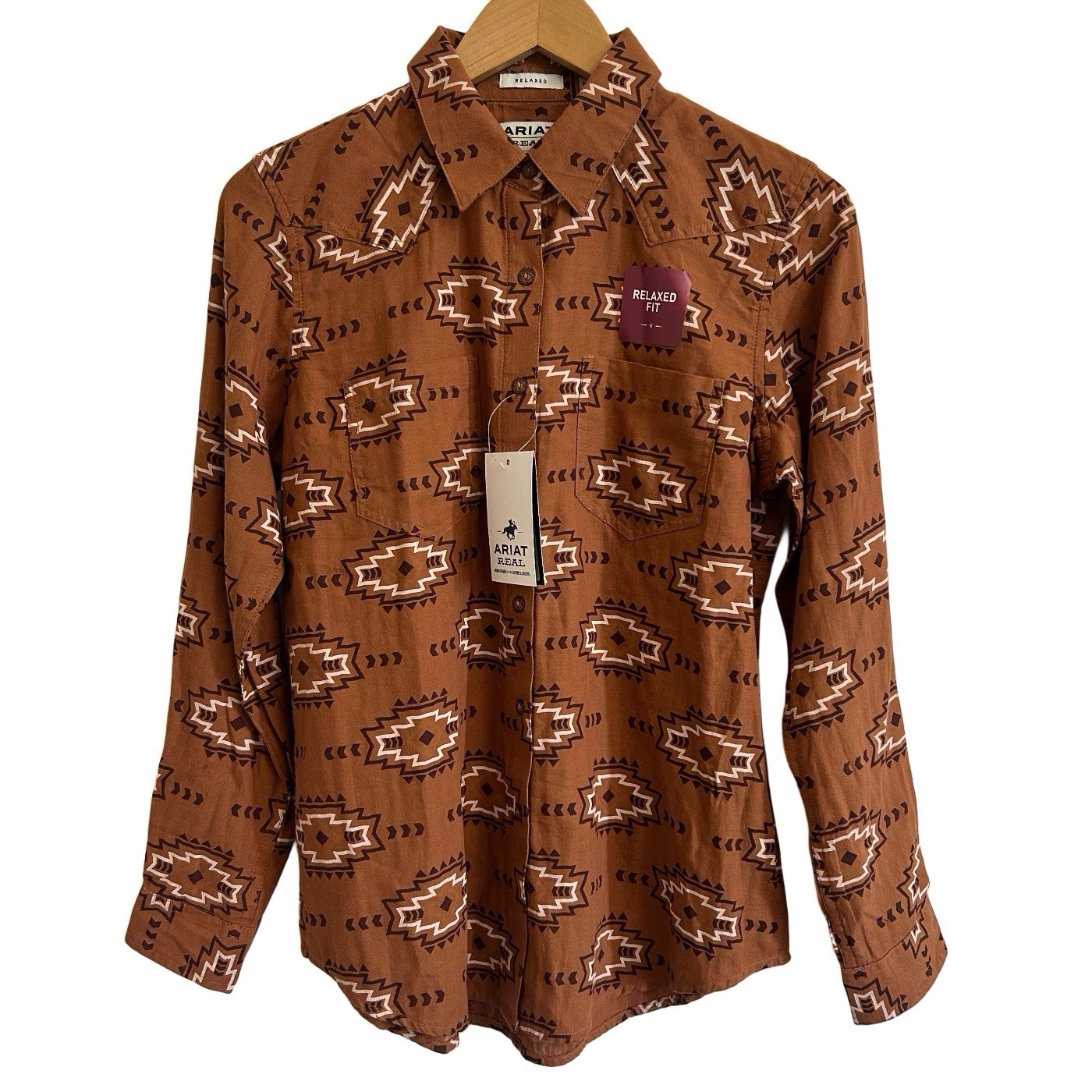 Ariat Real Women’s Billie Jean Button Down Shirt Southwestern Small Relaxed New