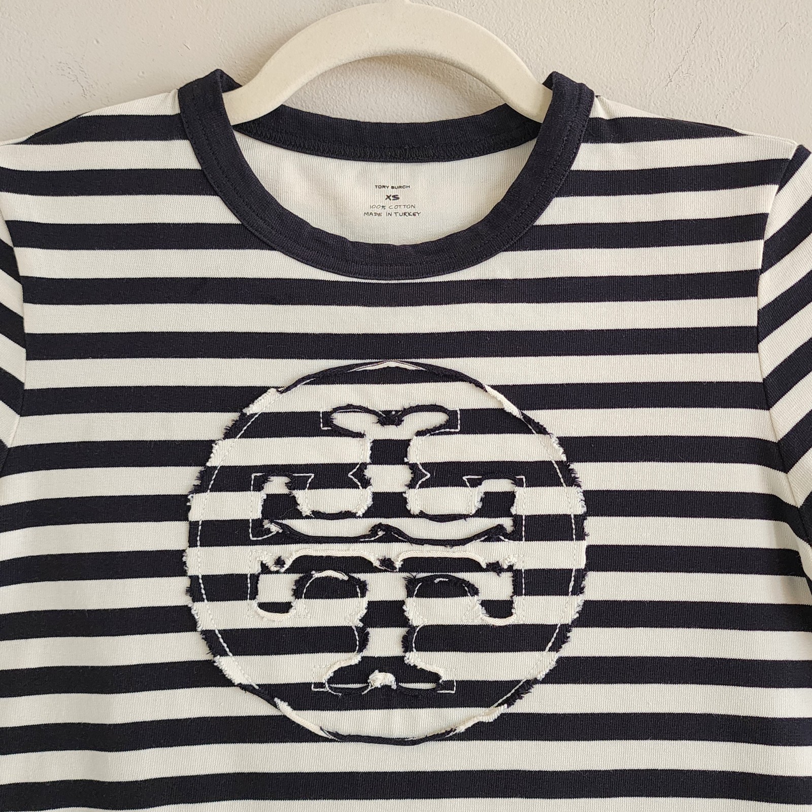 Tory Burch Timeless Striped T Shirt XS Old Money Designer Minimalist Classic