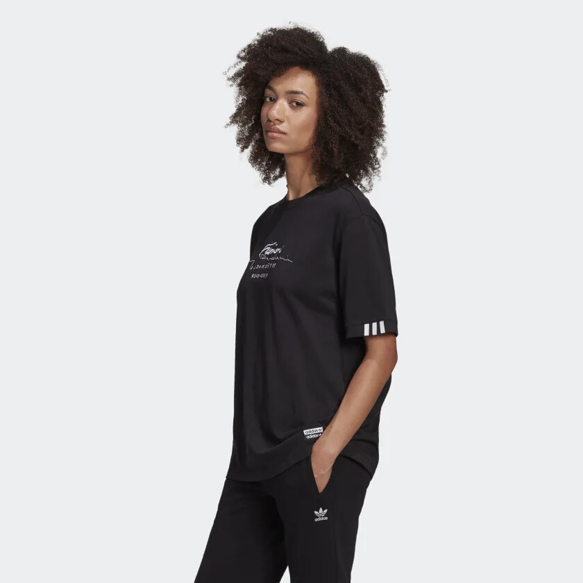 Adidas Originals R.Y.V. Womens Oversized Premium T-Shirt Black Size XS 32 GD2975