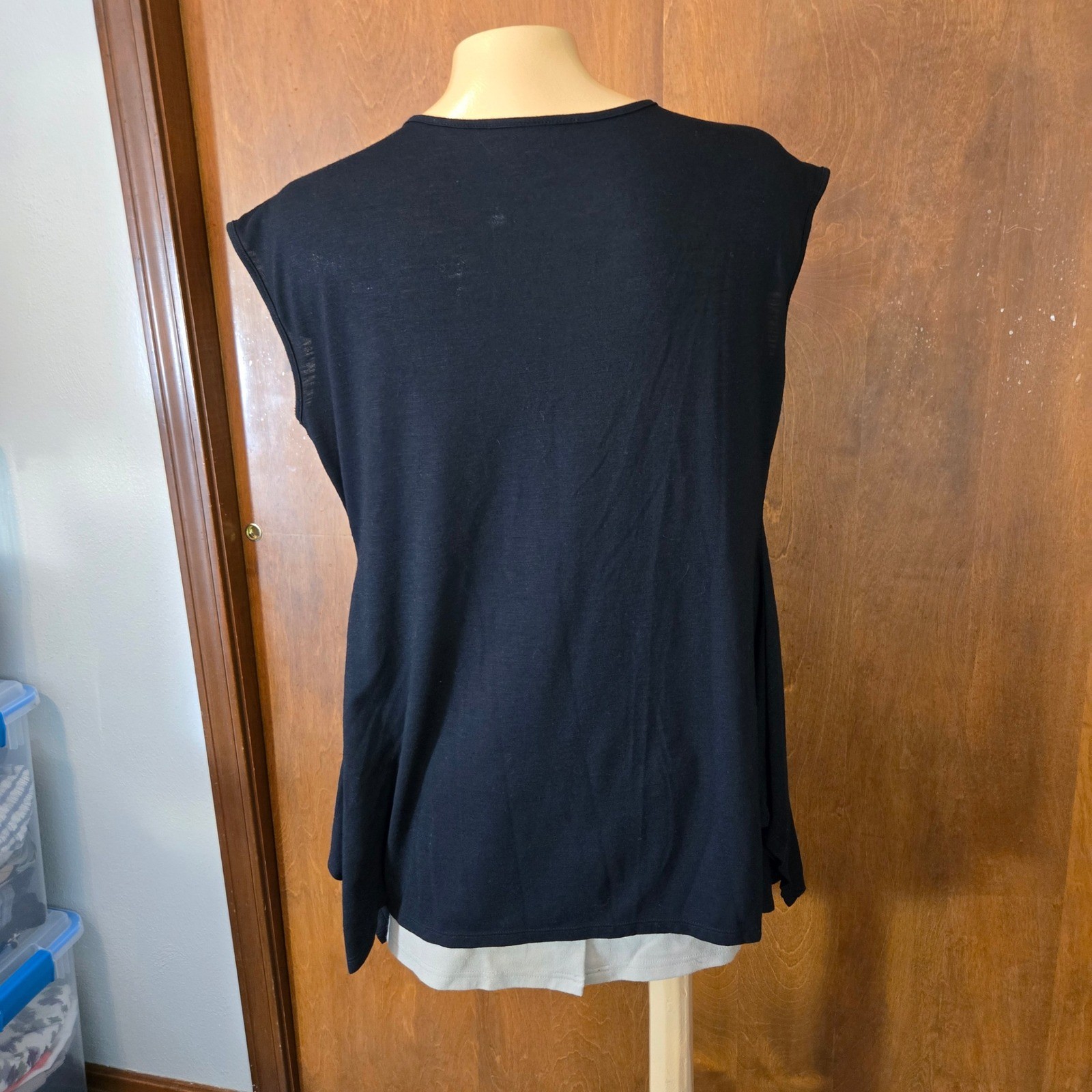 RXB VTG Womens Tunic Black Small Sharkbite Embroidered Crochet Lace Boho Top