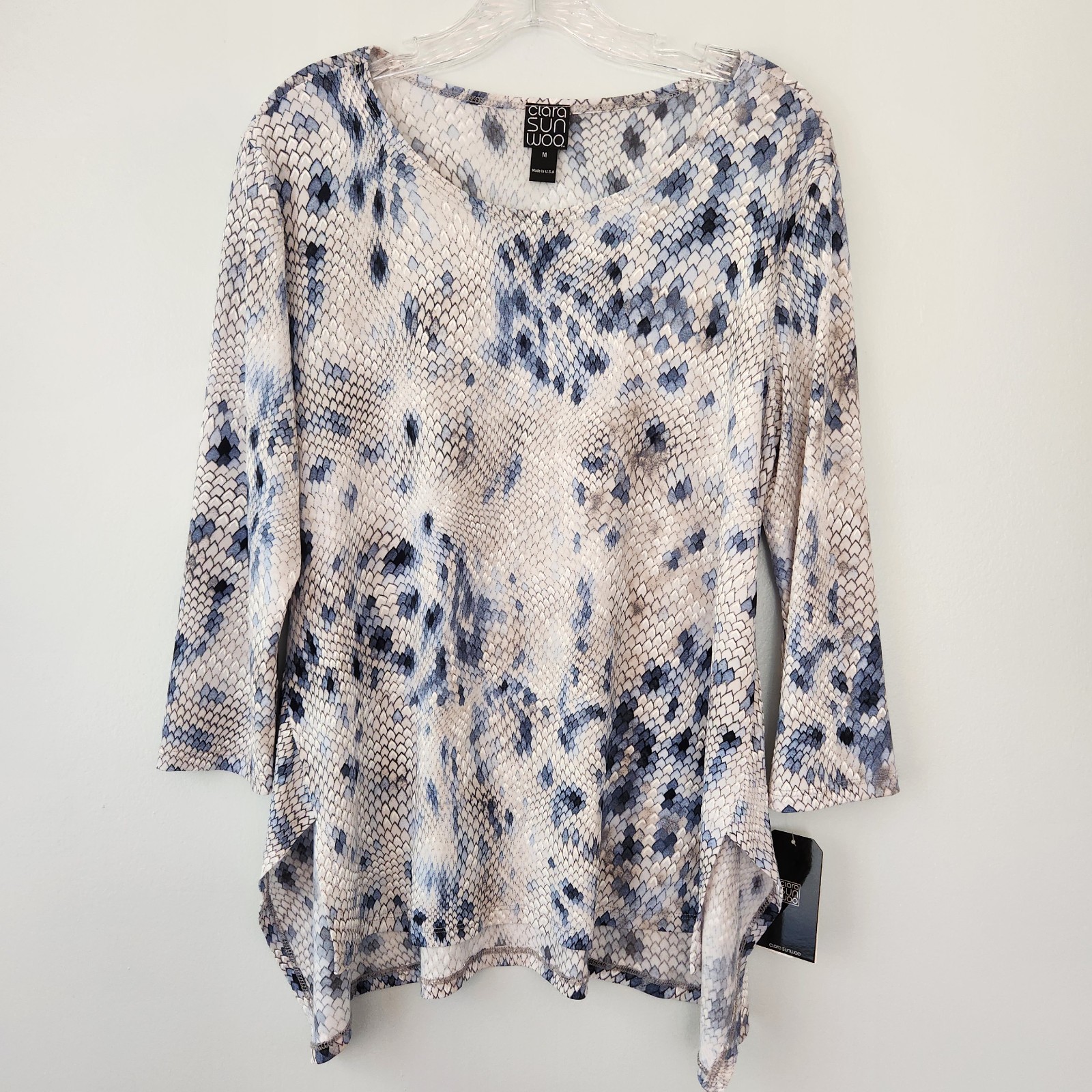 Clara Sun Woo Tunic Women’s M Blue Scalloped Boho Cottagecore Whimsigoth Coastal