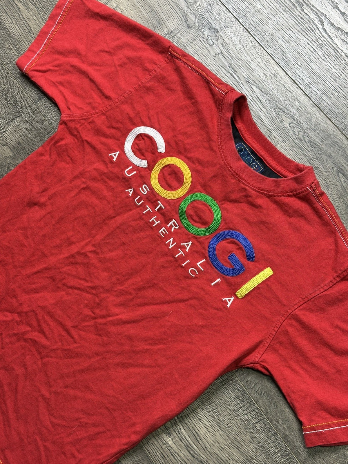Vintage 90’s Coogi Australia Authentic Embroidered Red T-Shirt (SIZE SMALL)